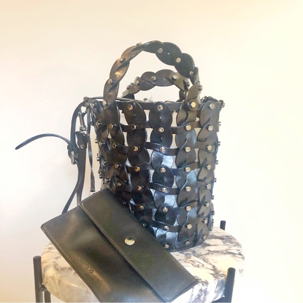 Rare Jimmy choo braided bucket bag with rivets